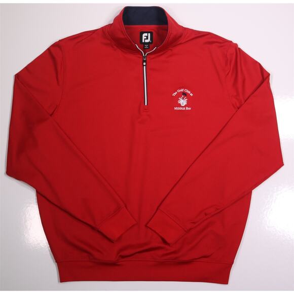 Footjoy The Golf Club at Middle Bay Red 1/4 Quarter Zip Pullover Medium - Picture 1 of 8